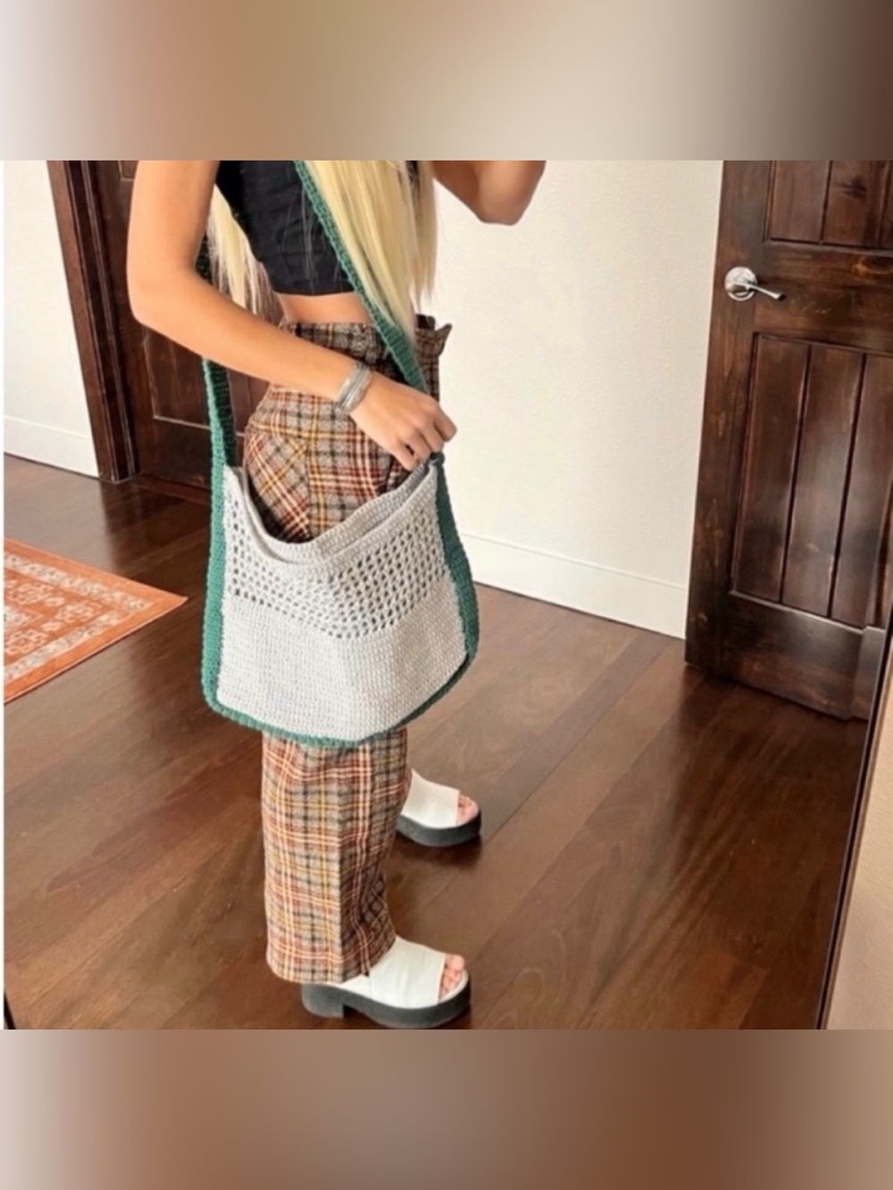 Knit crochet bag